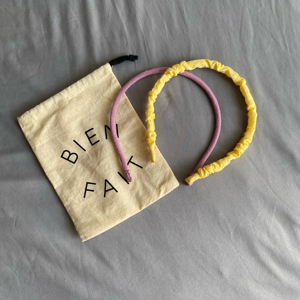 Madewell Linen Pink and Yellow Headband Set - Picture 5 of 5